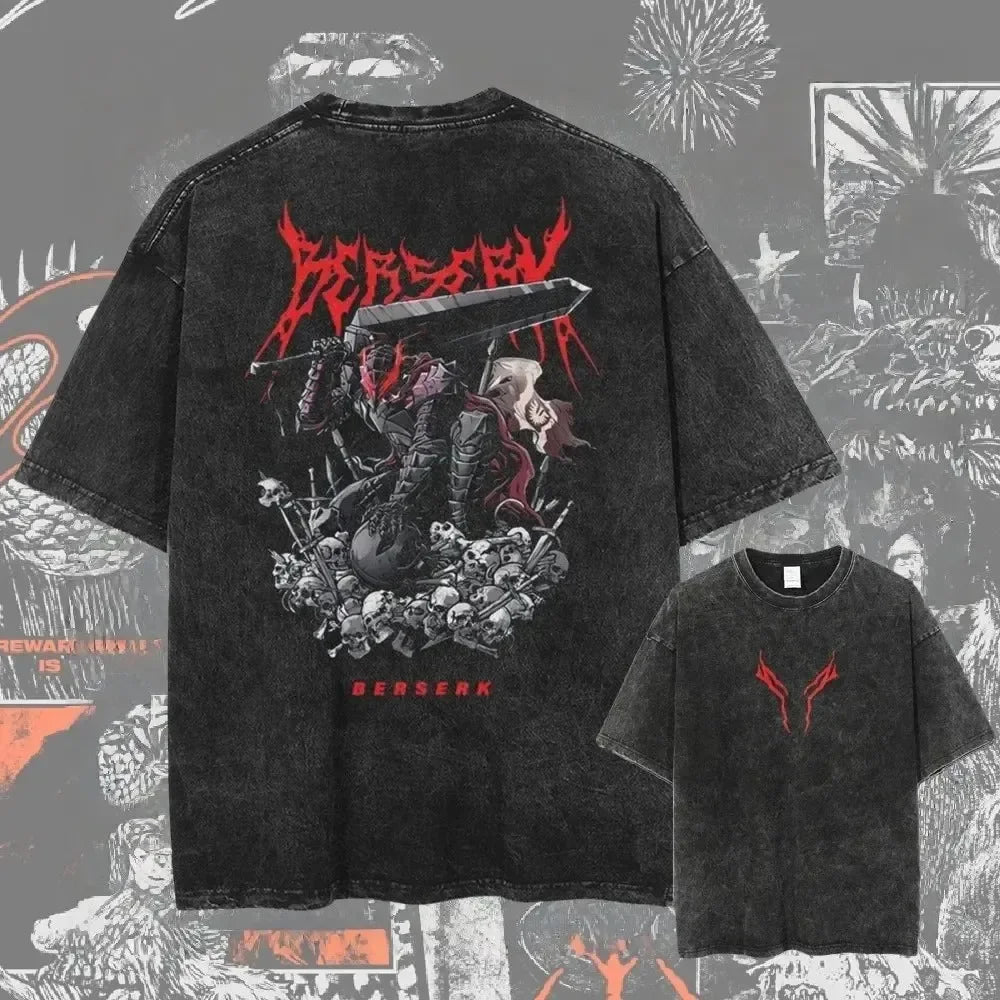 Cheap T-shirt Jerseys New Arrival Mens Clothes Tee Shirt Homme Graphic T-Shirts Men Tshirt for Men Ropa Hombre Washed Anime Berserk Baggy Camisetas