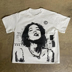 Cheap T-shirt Jerseys 2000s Vintage Casual Girl Print Y2k Women's Tshirts Short Sleeve O-Neck Streetwear Harajuku Gothic Tee Crop Top Men Kid Clothes