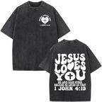 Cheap T-shirt Jerseys Christian Jesus Faith Over Fear Bible Verse Washed T-shirts Men Women Fashion Vintage Oversized T Shirts Harajuku Cotton T-shirt