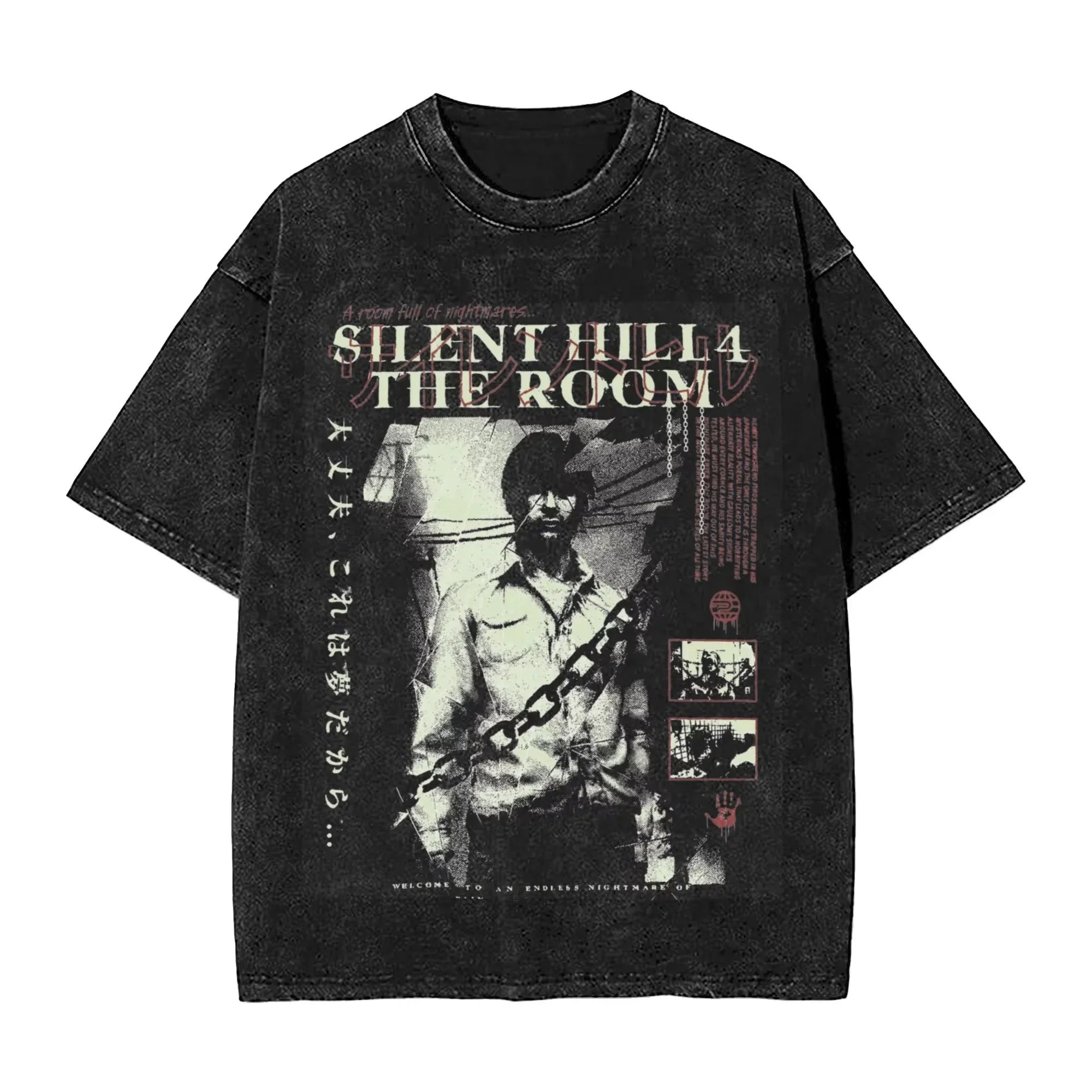 Cheap T-shirt Jerseys Washed T Shirts Horror Silent Hill Heavens Night Hip Hop T-Shirt Street  Streetwear Short Sleeve Printed Tops Tees Men Women