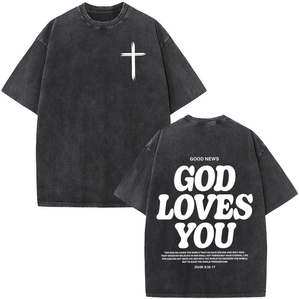 Cheap T-shirt Jerseys Christian Jesus Faith Over Fear Bible Verse Washed T-shirts Men Women Fashion Vintage Oversized T Shirts Harajuku Cotton T-shirt