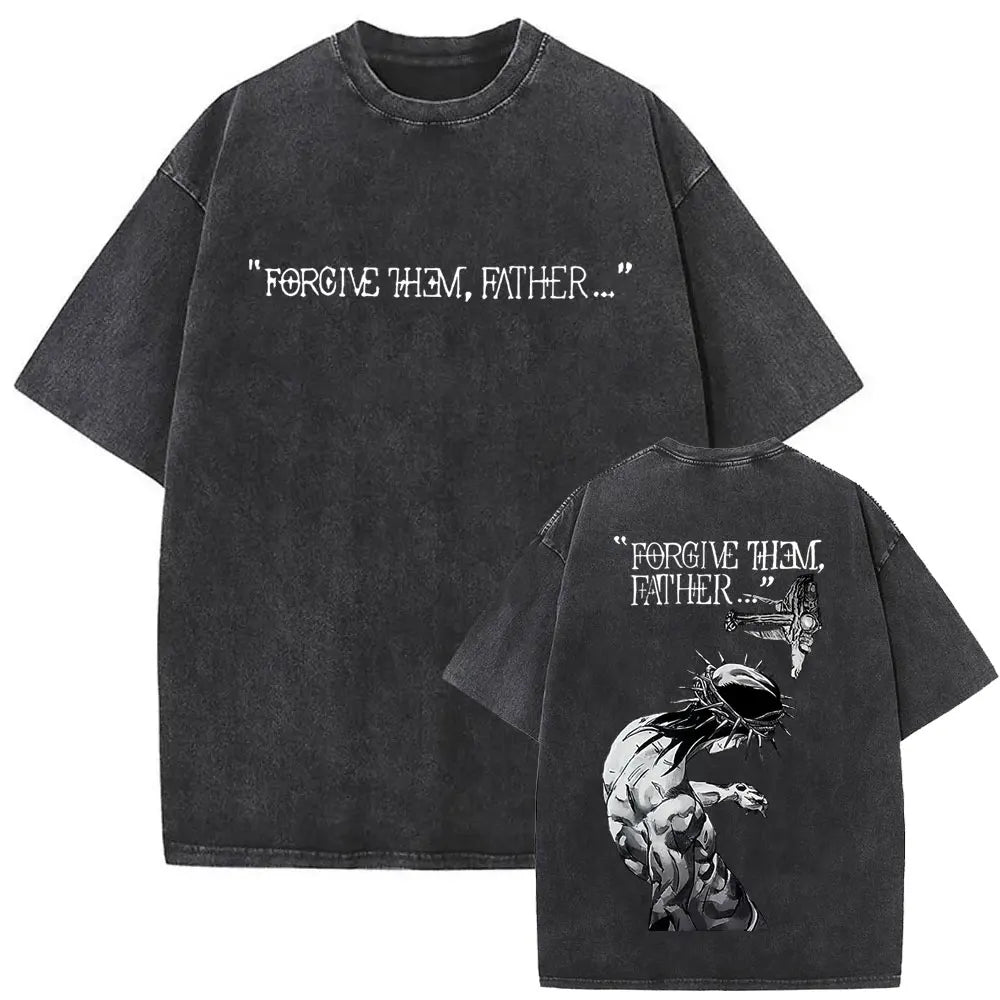 Cheap T-shirt Jerseys Christian Religious Jesus Forgive Them Father Vintage Washed T-shirt  Men Women Gothic Rock Oversized T Shirts Tops Streetwear