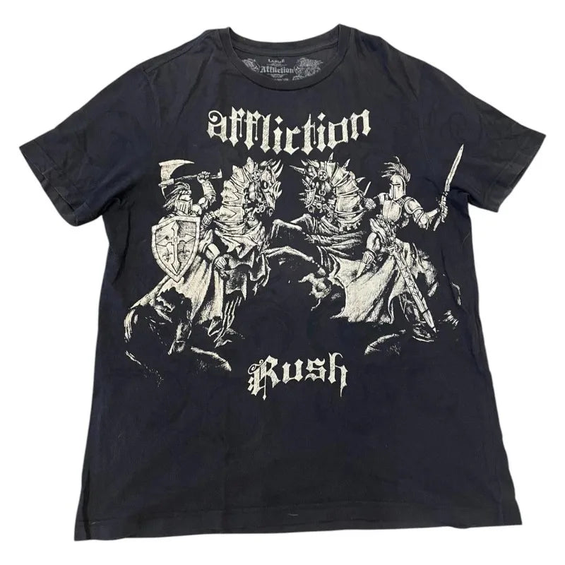 Cheap T-shirt Jerseys Summer New Fashion Oversized Printed T-shirt Men Y2K Harajuku Vintage Hip Hop Oversized Short-sleeved Gothic Shirt Men And Women