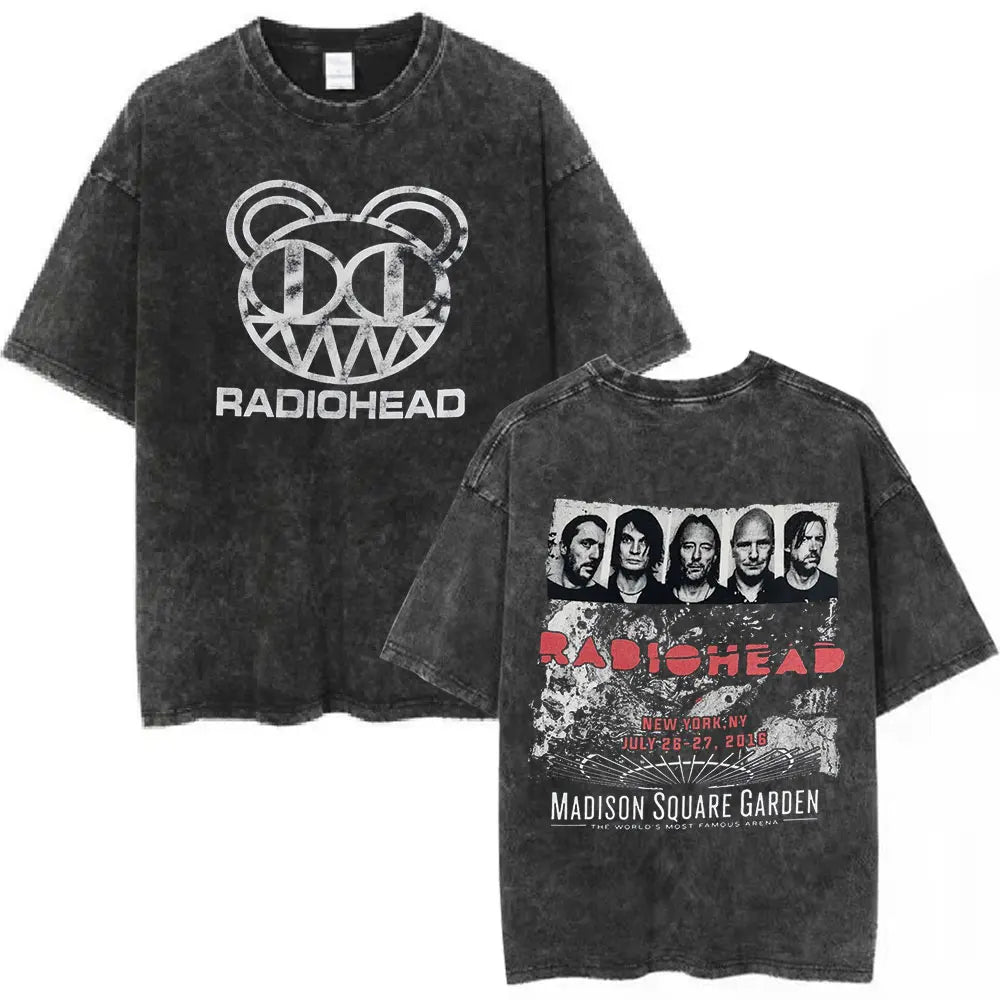 Cheap T-shirt Jerseys Radiohead Rock Band Washed Cotton T Shirt Men Women Hip Hop Music Tee Fashion Short Sleeve Tshirt Summer Oversized T-shirts Tops