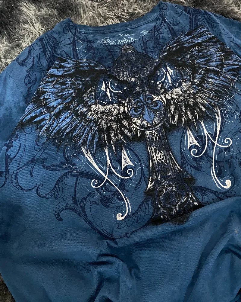 Cheap T-shirt Jerseys Summer New Fashion Oversized Printed T-shirt Men Y2K Harajuku Vintage Hip Hop Oversized Short-sleeved Gothic Shirt Men And Women