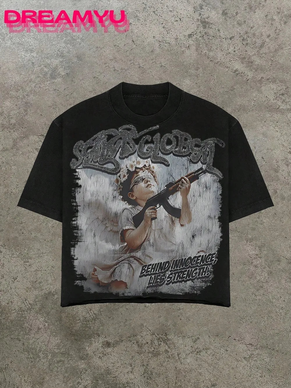 Cheap T-shirt Jerseys European and American men's summer Gothic angel letter print comfortable and breathable round neck T-shirt outdoor street top