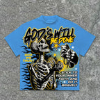 Cheap T-shirt Jerseys The 2025 3d Tshirt God's Will Skull Retro Pattern T-shirt Printed Graphic Men And Women Y2K Oversized T-shirt Street Wear