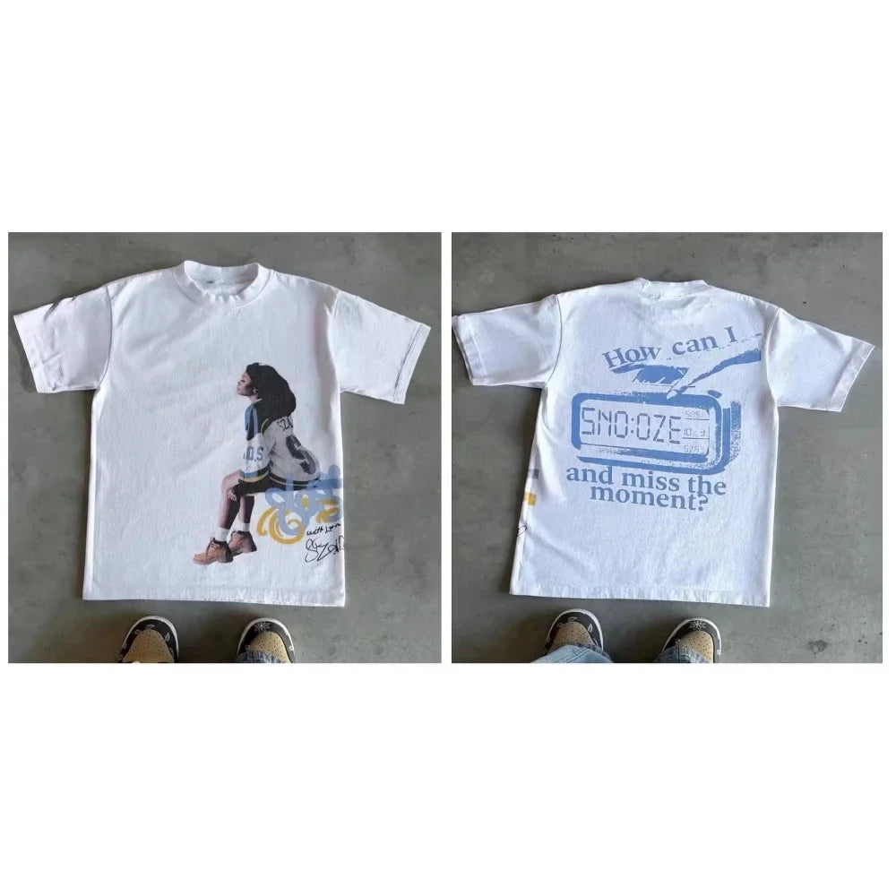 Cheap T-shirt Jerseys 2000s Vintage Casual Girl Print Y2k Women's Tshirts Short Sleeve O-Neck Streetwear Harajuku Gothic Tee Crop Top Men Kid Clothes