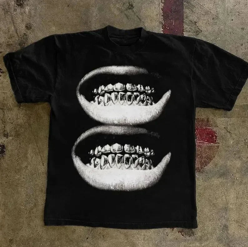 Cheap T-shirt Jerseys 2000s Vintage Casual Girl Print Y2k Women's Tshirts Short Sleeve O-Neck Streetwear Harajuku Gothic Tee Crop Top Men Kid Clothes