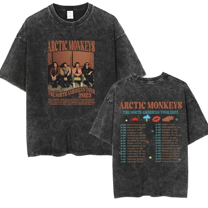 Cheap T-shirt Jerseys Retro Rock Arctic Monkeys Music Album Graphic T-Shrit Men's Vintage Washed Oversized Short Sleeve T Shirt Y2k Hip Hop Streetwear
