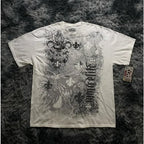 Cheap T-shirt Jerseys 90s American Suffering Trendy Retro Fashion Print Round Neck Short Sleeved T shirt Women Y2K Street Style Gothic Couple Sports