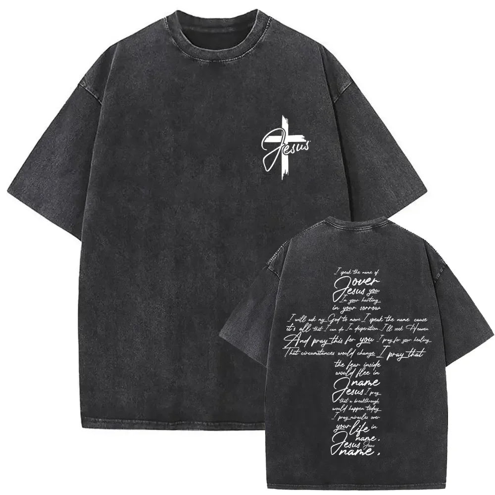Cheap T-shirt Jerseys Christian Religious Jesus Forgive Them Father Vintage Washed T-shirt  Men Women Gothic Rock Oversized T Shirts Tops Streetwear