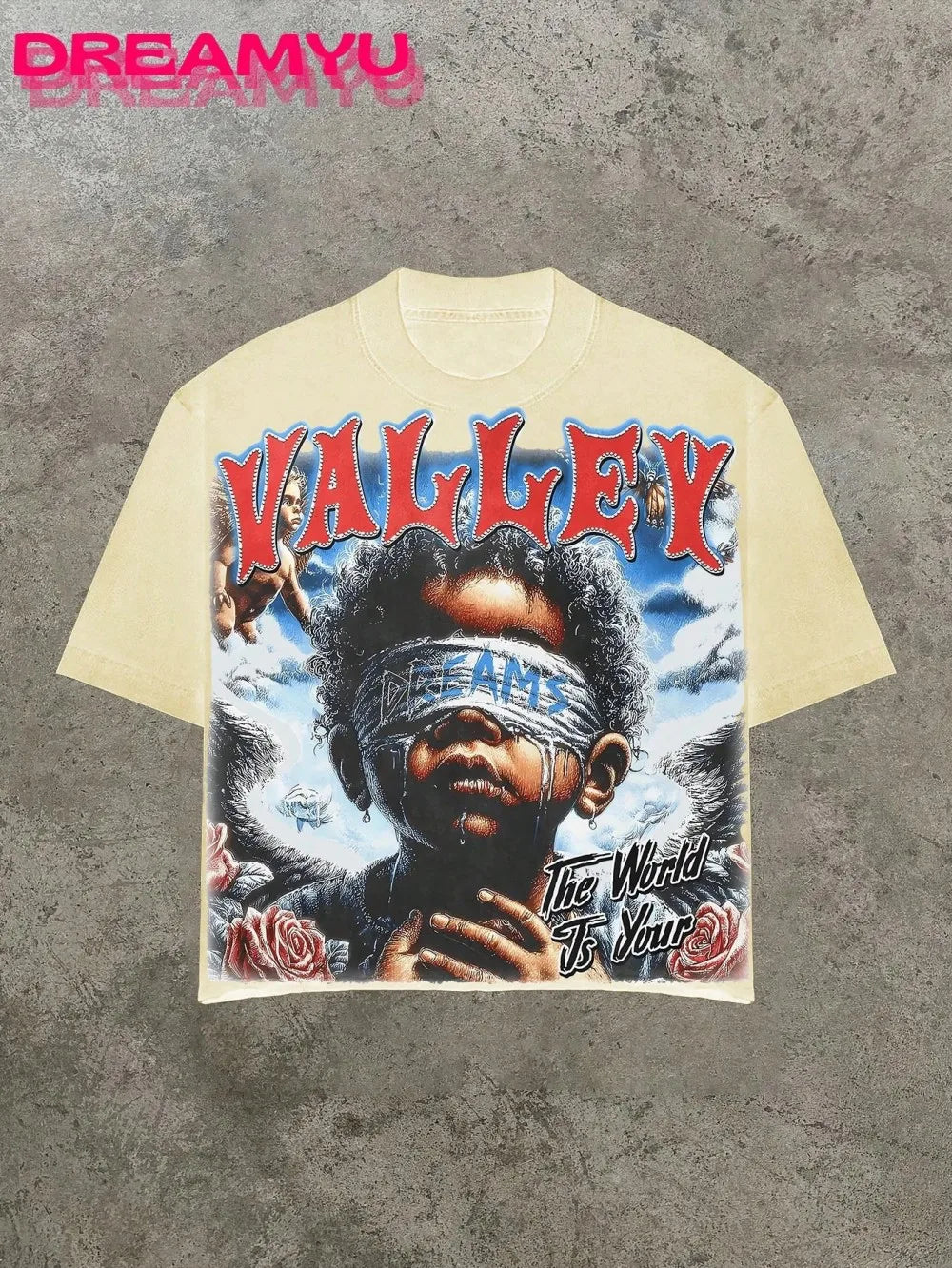 Cheap T-shirt Jerseys European and American men's summer Gothic angel letter print comfortable and breathable round neck T-shirt outdoor street top
