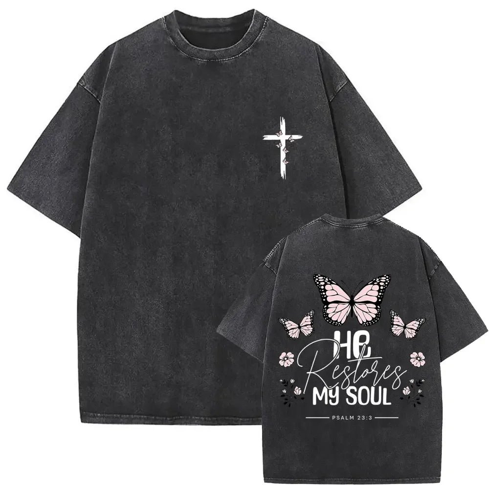 Cheap T-shirt Jerseys Christian Religious Jesus Forgive Them Father Vintage Washed T-shirt  Men Women Gothic Rock Oversized T Shirts Tops Streetwear