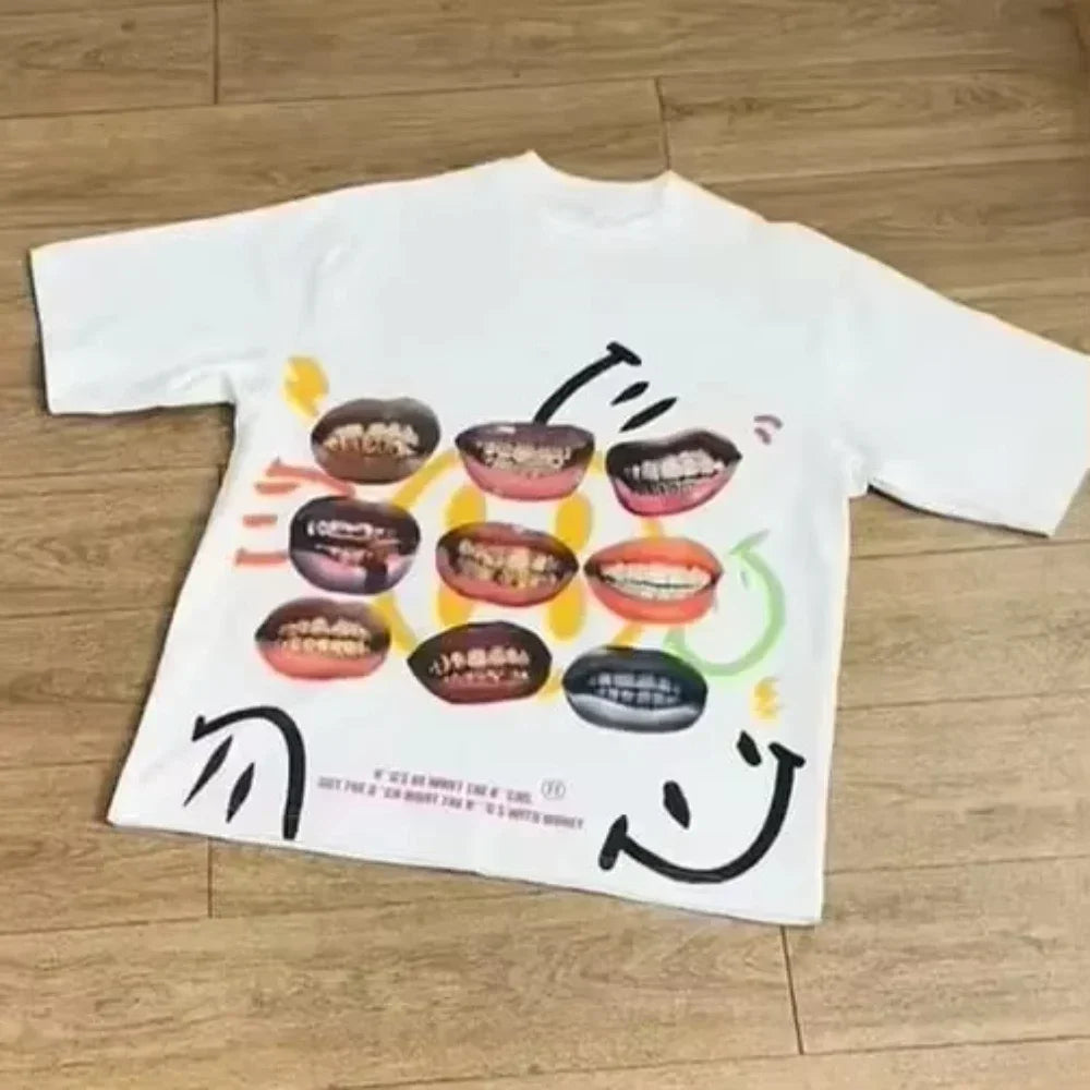 Cheap T-shirt Jerseys 2000s Vintage Casual Girl Print Y2k Women's Tshirts Short Sleeve O-Neck Streetwear Harajuku Gothic Tee Crop Top Men Kid Clothes