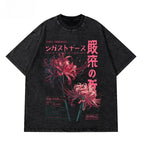 Cheap T-shirt Jerseys Grunge Flower Japanese Spider Lily Washed  New Arrival Mens Clothes Tee Shirt Graphic T-Shirts Men Tshirt for Men Ropa Hombre