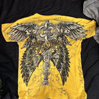 Cheap T-shirt Jerseys Retro Xtreme Angel Wing Men Yellow Short Sleeves Harajuku High Street American Fashion T-shirt Man Women Summer Tops