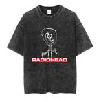 Cheap T-shirt Jerseys Radiohead Rock Band Washed Cotton T Shirt Men Women Hip Hop Music Tee Fashion Short Sleeve Tshirt Summer Oversized T-shirts Tops