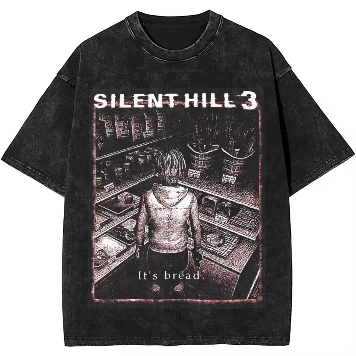 Cheap T-shirt Jerseys Washed T Shirts Horror Silent Hill Heavens Night Hip Hop T-Shirt Street  Streetwear Short Sleeve Printed Tops Tees Men Women