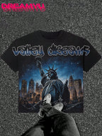 Cheap T-shirt Jerseys 2026 Summer Men's T-shirt with Letter Print Breathable Lightweight Casual Roller Skating Hip-Hop Style Male T-shirt
