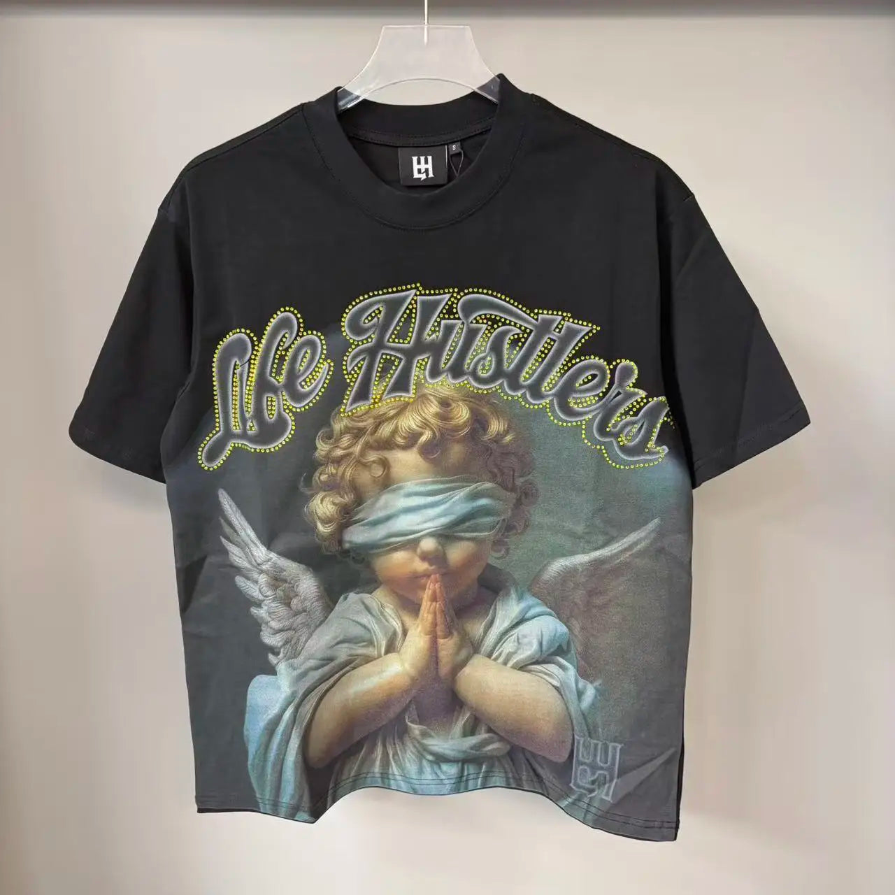 Cheap T-shirt Jerseys New fashion brand LIFE HUSTLERS Y2K hot stamping hole Men Women T-shirt Streetwear 100% Cotton Loose Round Neck Top Tees