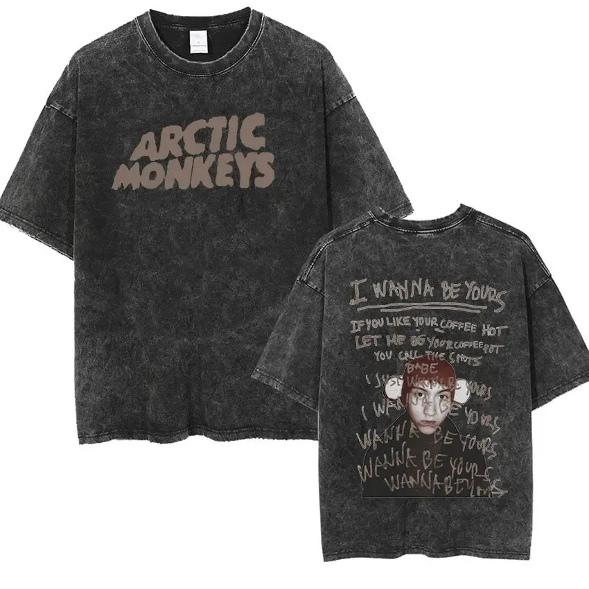 Cheap T-shirt Jerseys Retro Rock Arctic Monkeys Music Album Graphic T-Shrit Men's Vintage Washed Oversized Short Sleeve T Shirt Y2k Hip Hop Streetwear