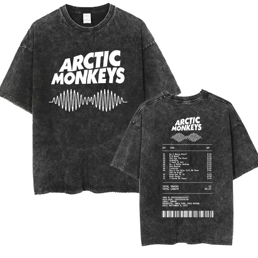 Cheap T-shirt Jerseys Retro Rock Arctic Monkeys Music Album Graphic T-Shrit Men's Vintage Washed Oversized Short Sleeve T Shirt Y2k Hip Hop Streetwear