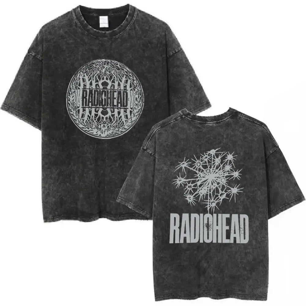 Cheap T-shirt Jerseys Radiohead Rock Band Washed Cotton T Shirt Men Women Hip Hop Music Tee Fashion Short Sleeve Tshirt Summer Oversized T-shirts Tops