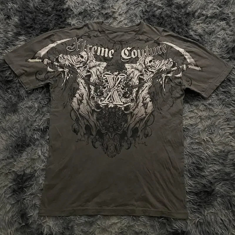 Cheap T-shirt Jerseys Retro Xtreme Angel Wing Men Yellow Short Sleeves Harajuku High Street American Fashion T-shirt Man Women Summer Tops
