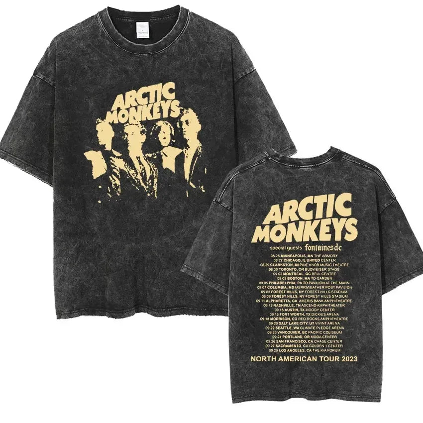 Cheap T-shirt Jerseys Retro Rock Arctic Monkeys Music Album Graphic T-Shrit Men's Vintage Washed Oversized Short Sleeve T Shirt Y2k Hip Hop Streetwear