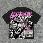 Cheap T-shirt Jerseys The 2025 3d Tshirt God's Will Skull Retro Pattern T-shirt Printed Graphic Men And Women Y2K Oversized T-shirt Street Wear
