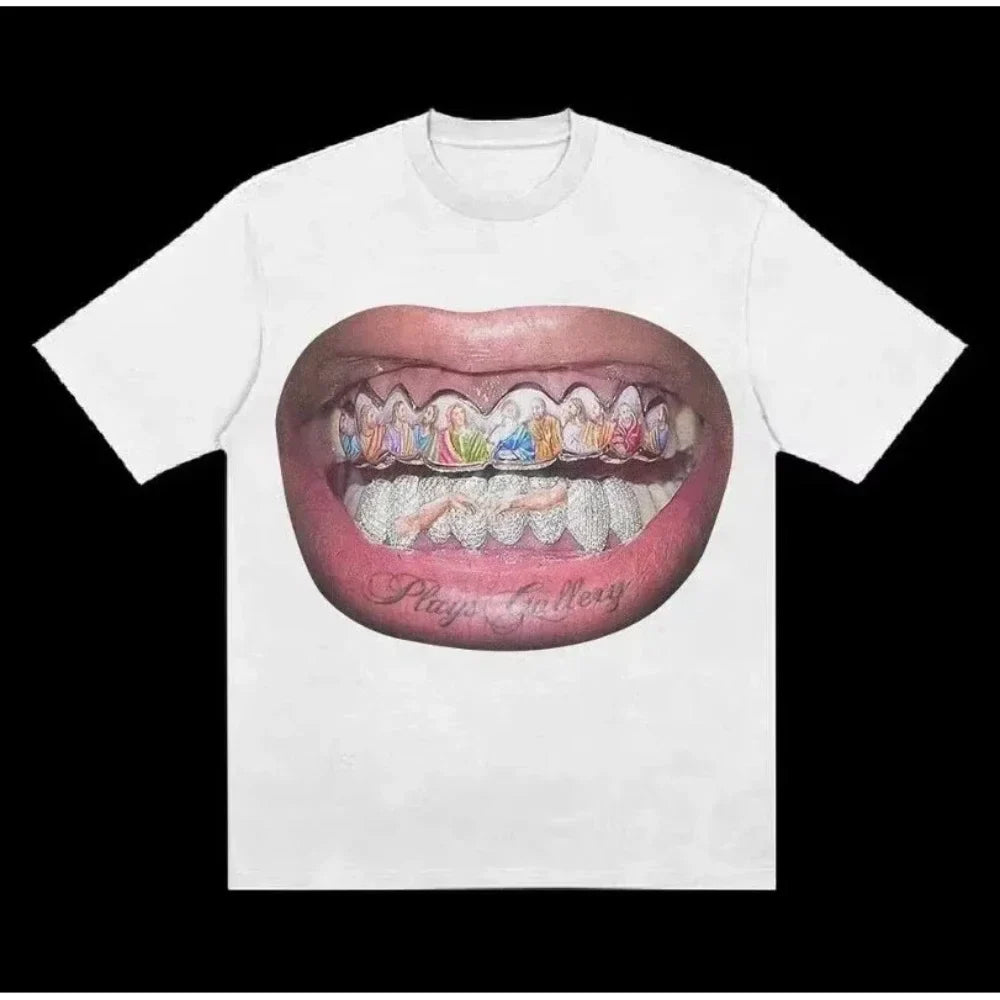 Cheap T-shirt Jerseys 2000s Vintage Casual Girl Print Y2k Women's Tshirts Short Sleeve O-Neck Streetwear Harajuku Gothic Tee Crop Top Men Kid Clothes