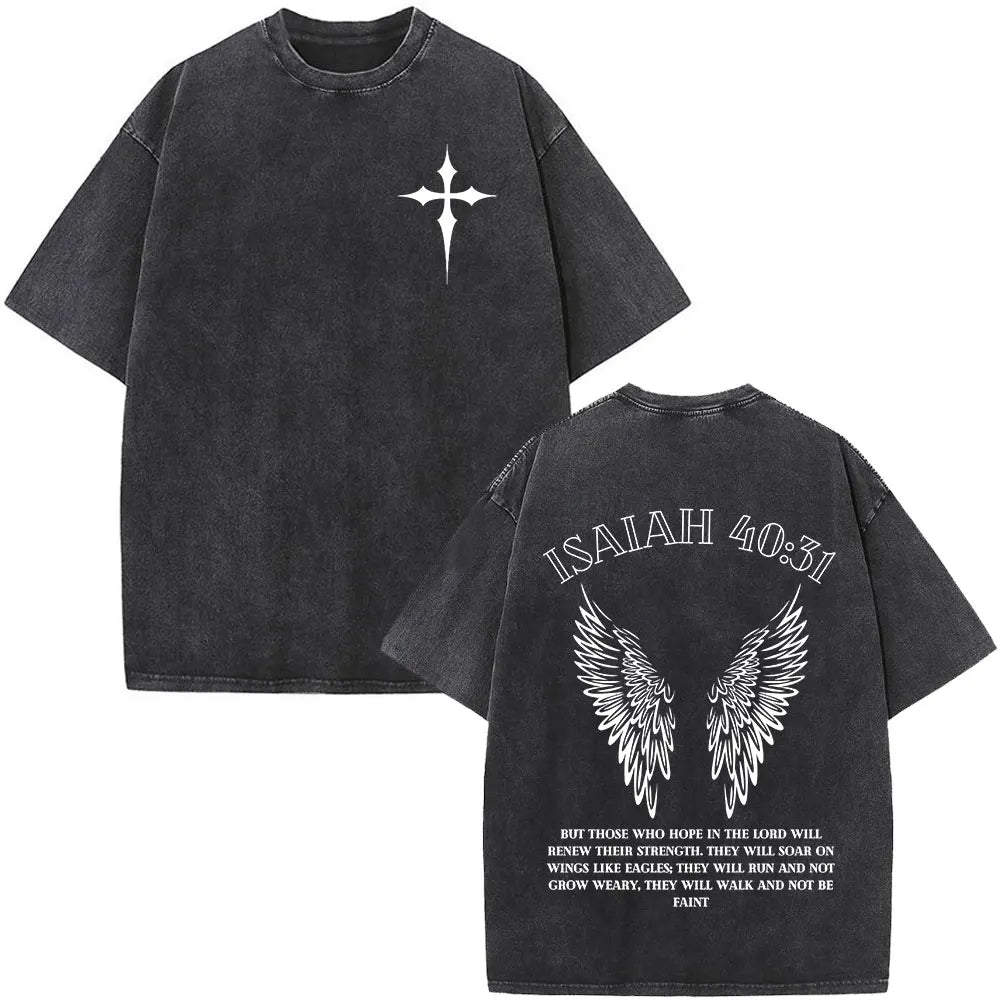 Cheap T-shirt Jerseys Christian Jesus Faith Over Fear Bible Verse Washed T-shirts Men Women Fashion Vintage Oversized T Shirts Harajuku Cotton T-shirt