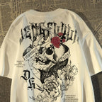 Cheap T-shirt Jerseys 2025 New pure cotton American retro skull print T-shirt with round neck and short sleeve women summer European and American tops