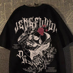 Cheap T-shirt Jerseys 2025 New pure cotton American retro skull print T-shirt with round neck and short sleeve women summer European and American tops
