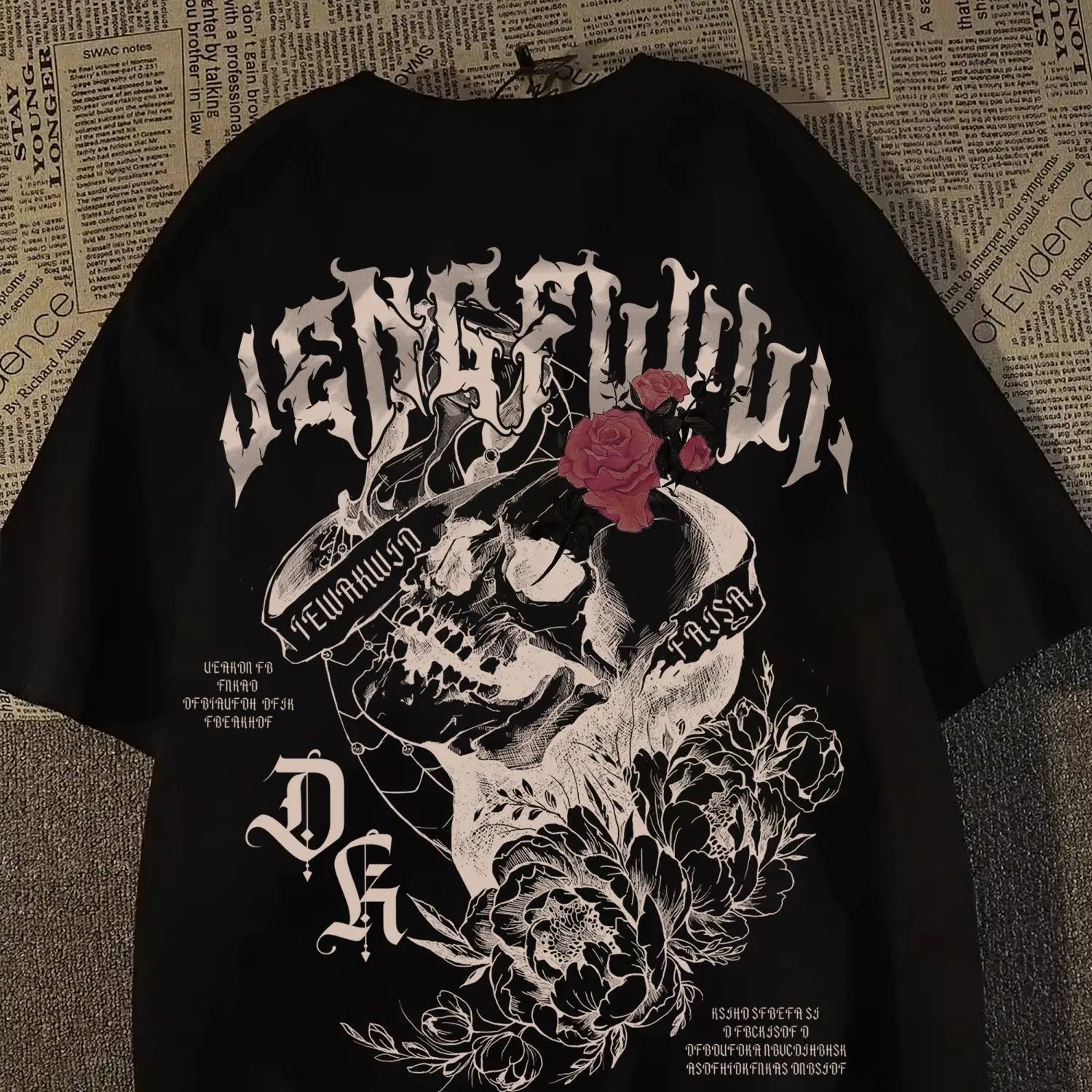 Cheap T-shirt Jerseys 2025 New pure cotton American retro skull print T-shirt with round neck and short sleeve women summer European and American tops
