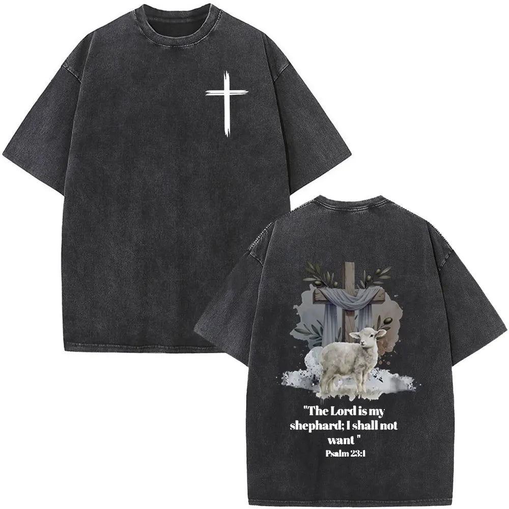 Cheap T-shirt Jerseys Christian Jesus Faith Over Fear Bible Verse Washed T-shirts Men Women Fashion Vintage Oversized T Shirts Harajuku Cotton T-shirt