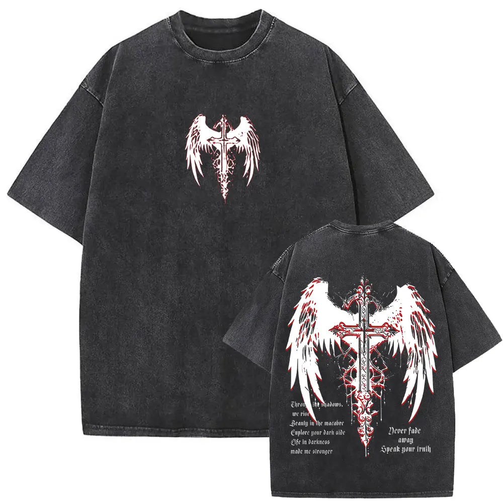 Cheap T-shirt Jerseys Christian Religious Jesus Forgive Them Father Vintage Washed T-shirt  Men Women Gothic Rock Oversized T Shirts Tops Streetwear