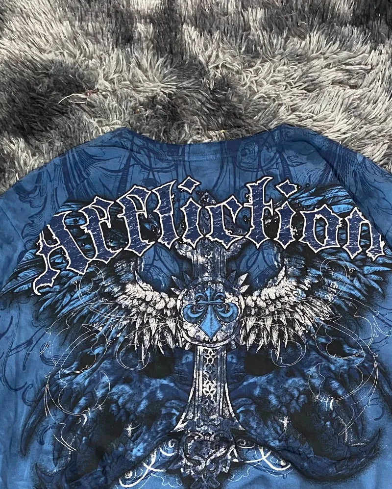 Cheap T-shirt Jerseys Summer New Fashion Oversized Printed T-shirt Men Y2K Harajuku Vintage Hip Hop Oversized Short-sleeved Gothic Shirt Men And Women