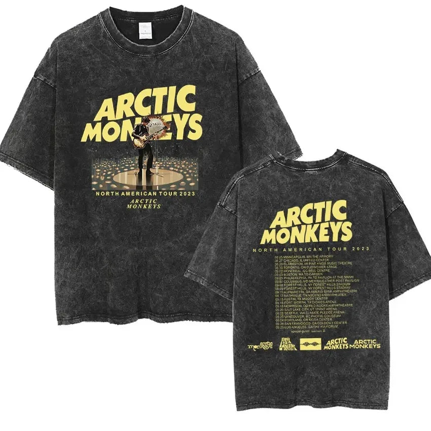 Cheap T-shirt Jerseys Retro Rock Arctic Monkeys Music Album Graphic T-Shrit Men's Vintage Washed Oversized Short Sleeve T Shirt Y2k Hip Hop Streetwear