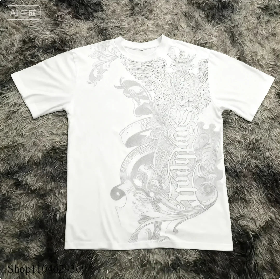 Cheap T-shirt Jerseys Classic Y2K Gothic Style T-shirt Print Oversized High Street Shirts Gothic Round Neck Cotton Tops New Mens Women T Shirt