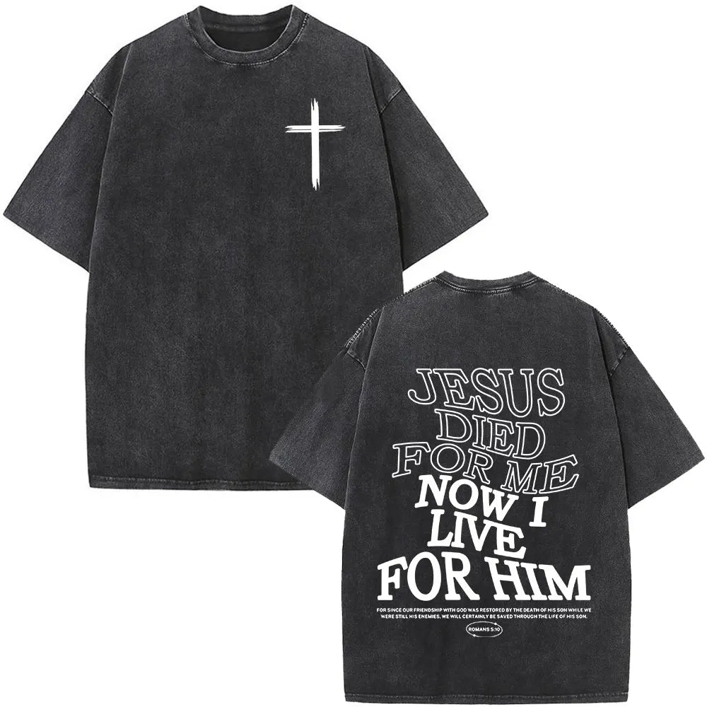 Cheap T-shirt Jerseys Christian Jesus Faith Over Fear Bible Verse Washed T-shirts Men Women Fashion Vintage Oversized T Shirts Harajuku Cotton T-shirt