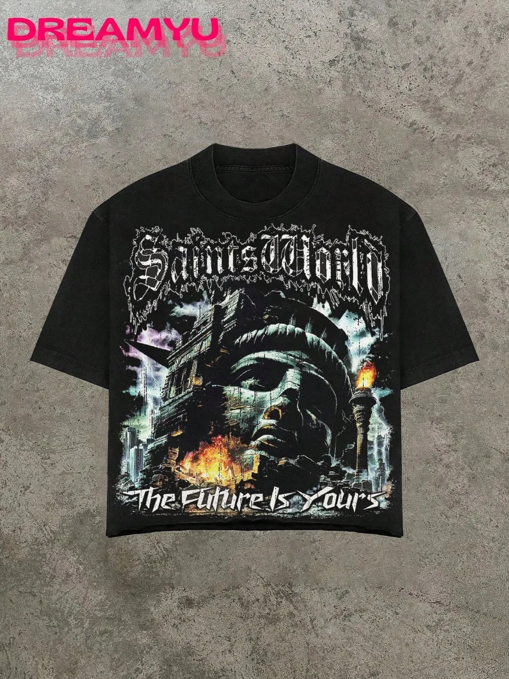 Cheap T-shirt Jerseys European and American men's summer Gothic angel letter print comfortable and breathable round neck T-shirt outdoor street top