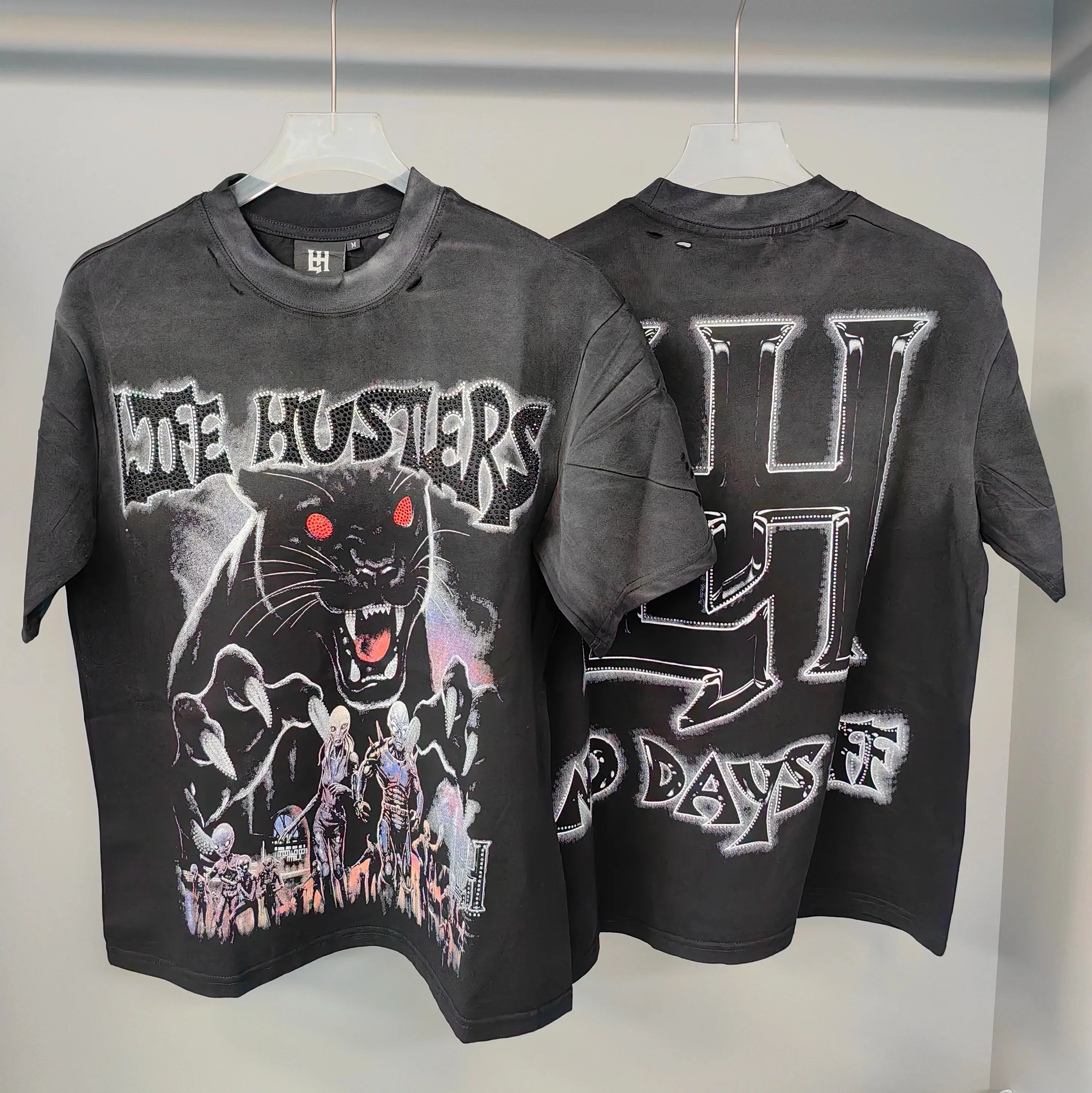 Cheap T-shirt Jerseys New fashion brand LIFE HUSTLERS Y2K hot stamping hole Men Women T-shirt Streetwear 100% Cotton Loose Round Neck Top Tees