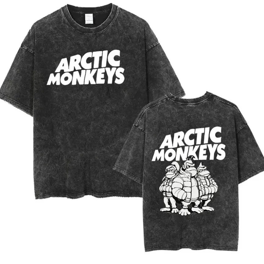 Cheap T-shirt Jerseys Retro Rock Arctic Monkeys Music Album Graphic T-Shrit Men's Vintage Washed Oversized Short Sleeve T Shirt Y2k Hip Hop Streetwear
