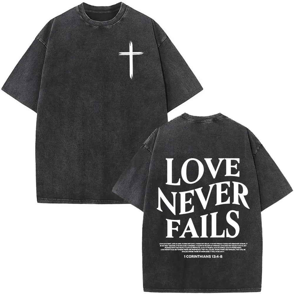 Cheap T-shirt Jerseys Christian Jesus Faith Over Fear Bible Verse Washed T-shirts Men Women Fashion Vintage Oversized T Shirts Harajuku Cotton T-shirt