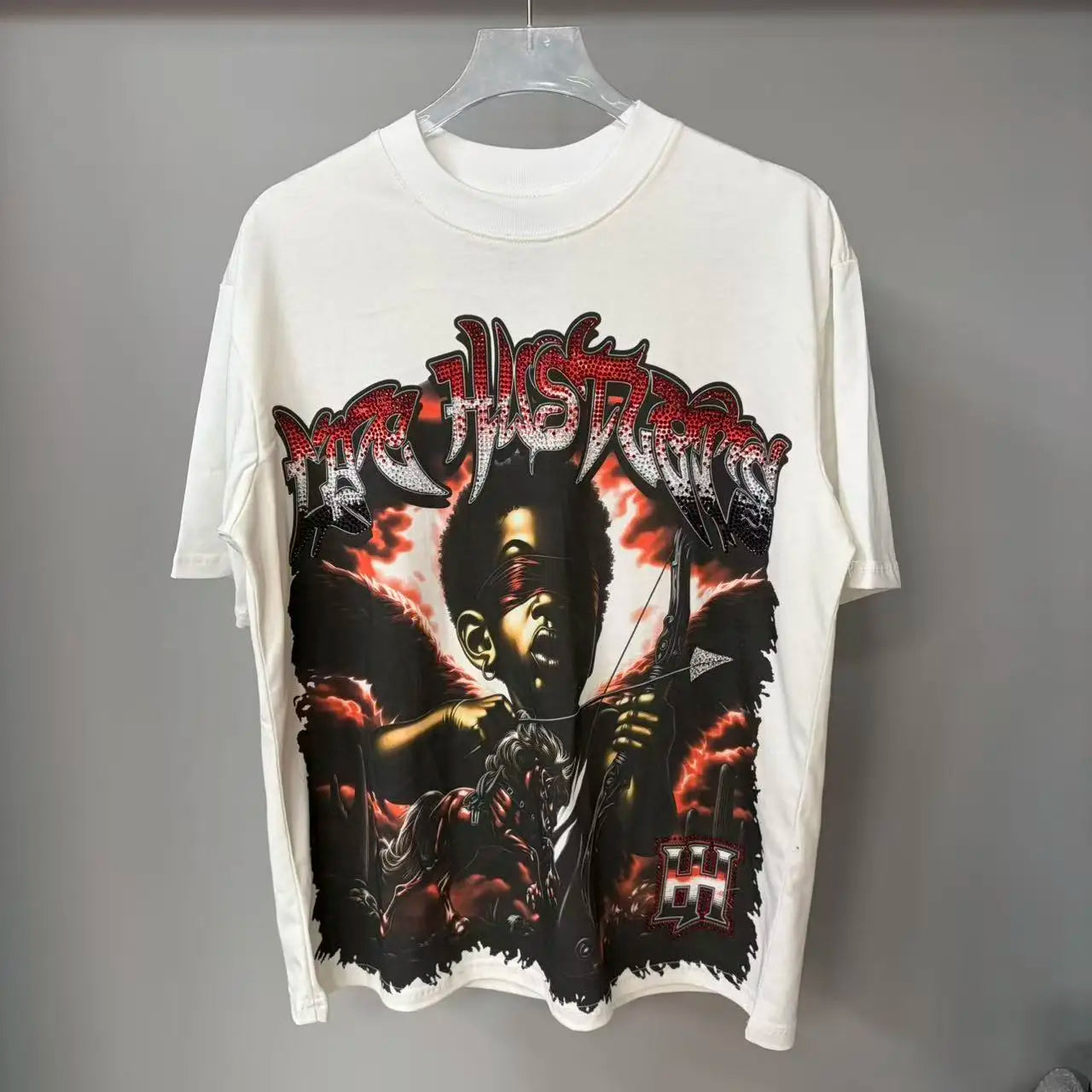 Cheap T-shirt Jerseys New fashion brand LIFE HUSTLERS Y2K hot stamping hole Men Women T-shirt Streetwear 100% Cotton Loose Round Neck Top Tees