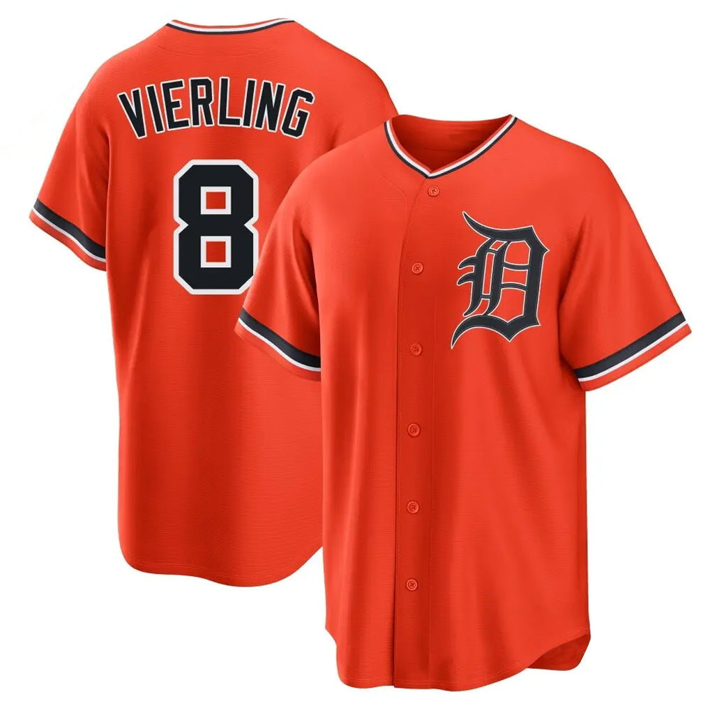 D.Tigers #8 Matt Vierling Player Orange Home Game Fdoa Stitched Jerseys