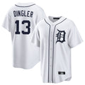 D.Tigers #13 Dillon Dingler Player White Home Game Fdoa Stitched Jerseys
