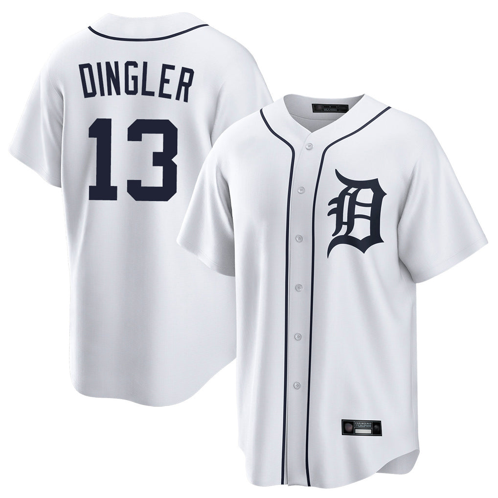 D.Tigers #13 Dillon Dingler Player White Home Game Fdoa Stitched Jerseys